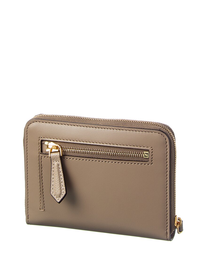 Fendi Ff Diamonds Leather Zip Around Medium Wallet