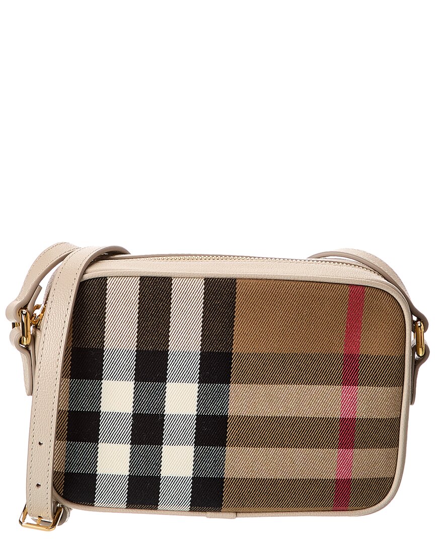 Burberry Check Canvas & Leather Camera Bag