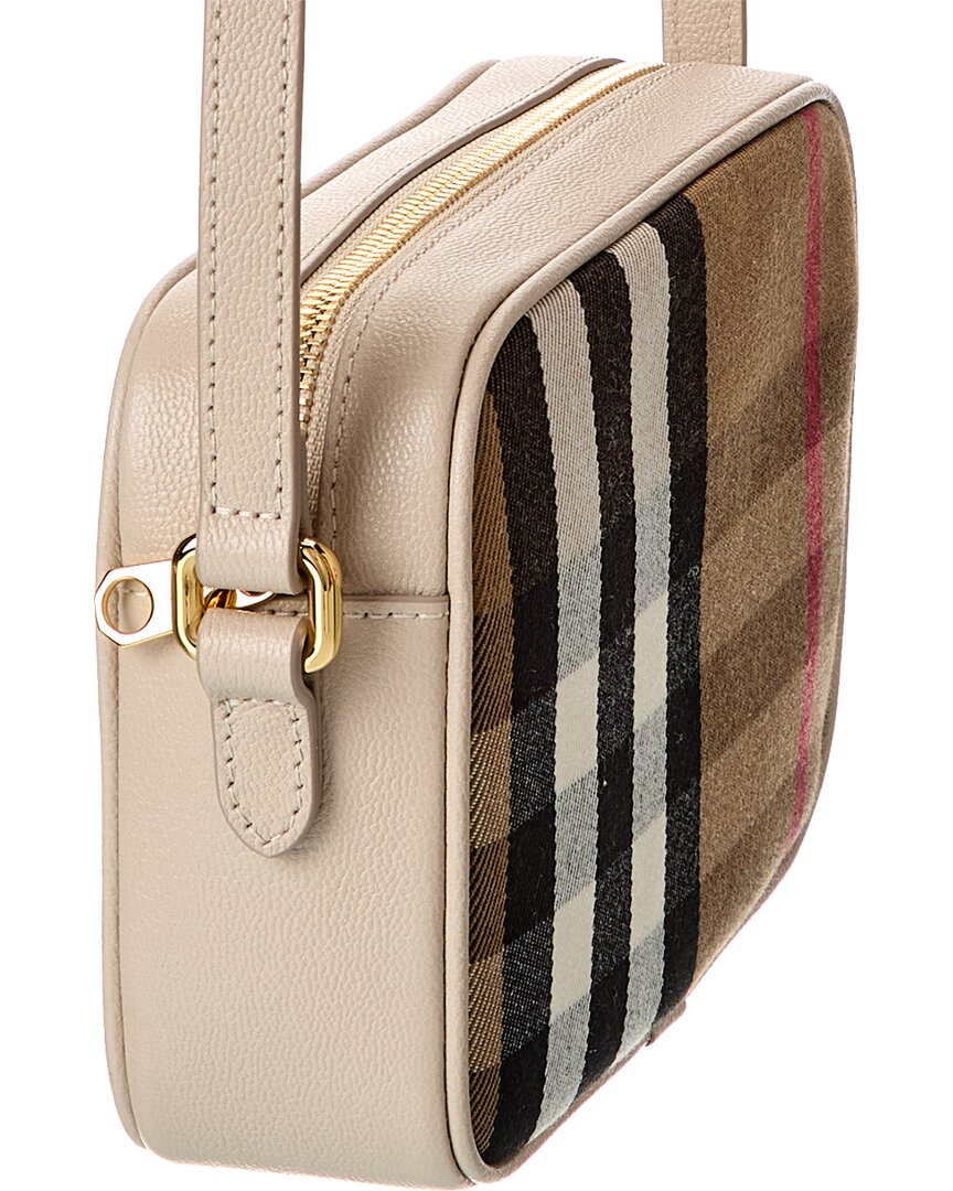 Burberry Check Canvas & Leather Camera Bag