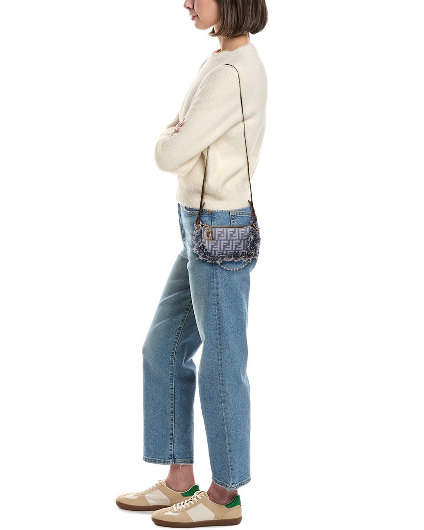 Fendi Baguette Ff Denim Pouch