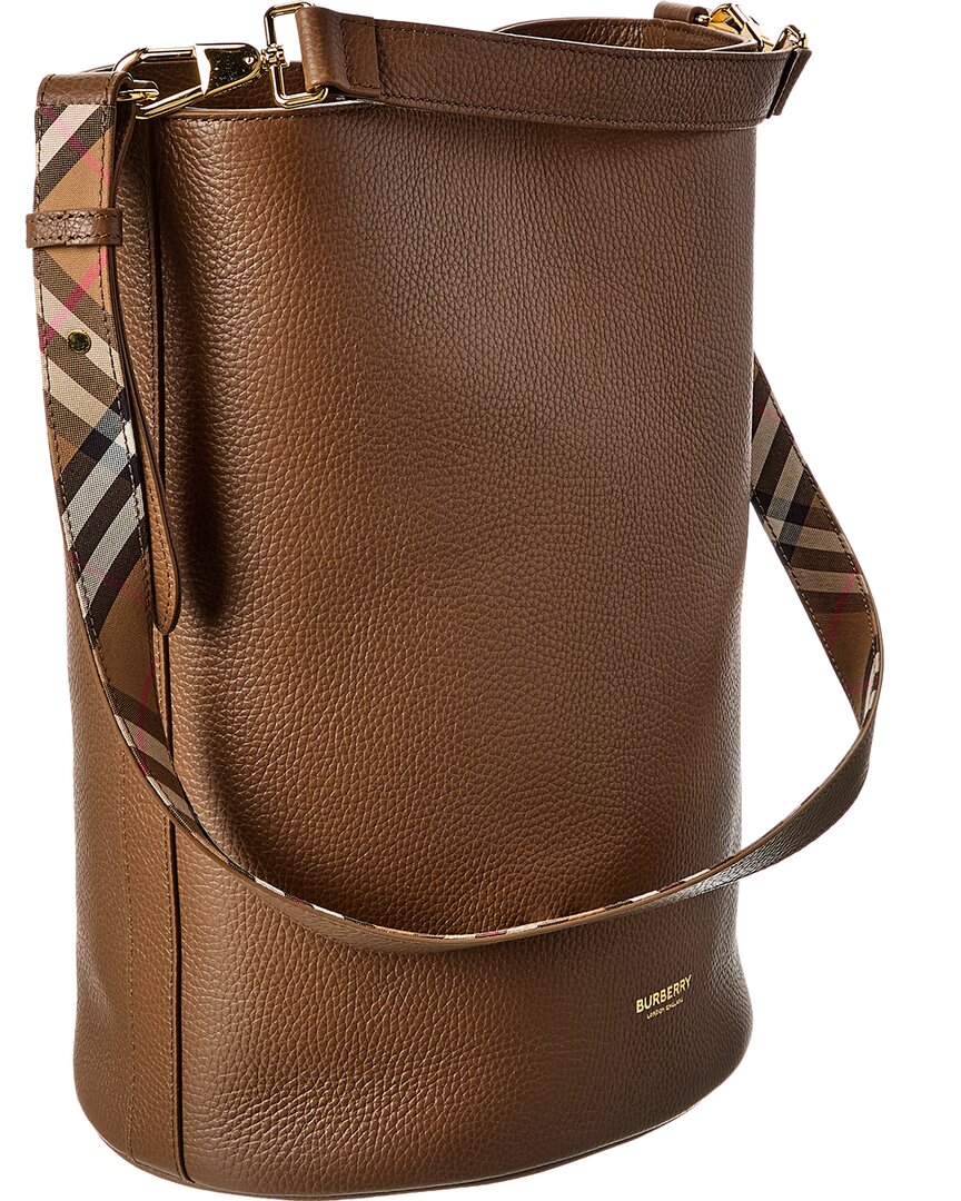 Burberry Logo Medium Leather Bucket Bag