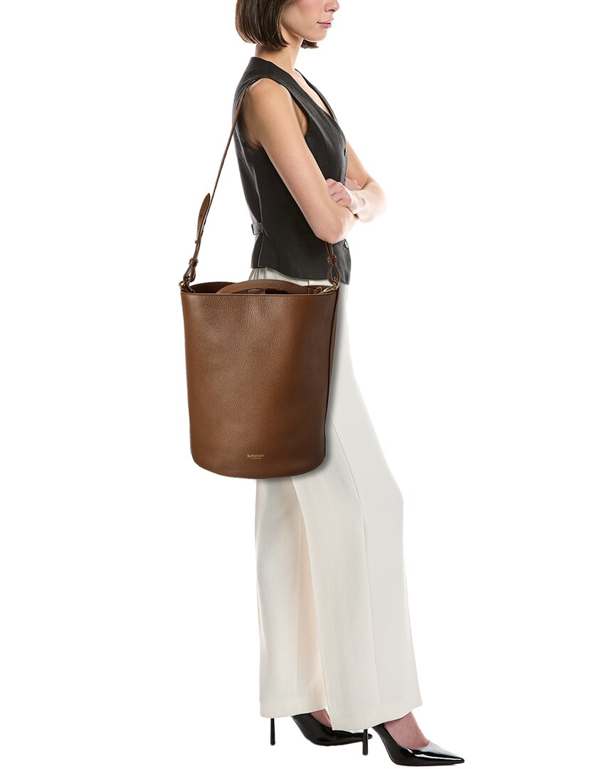 Burberry Logo Medium Leather Bucket Bag