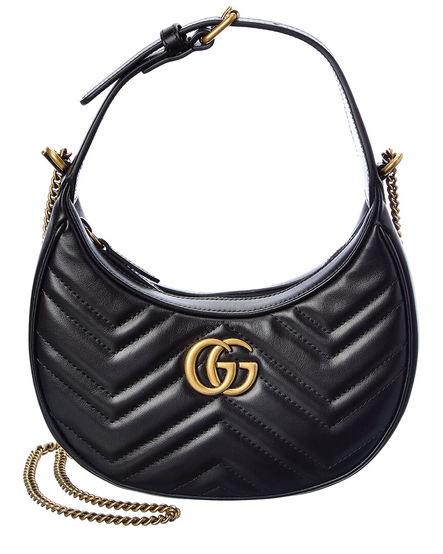 Gucci Gg Marmont Half Moon Shaped Mini Leather Crossbody