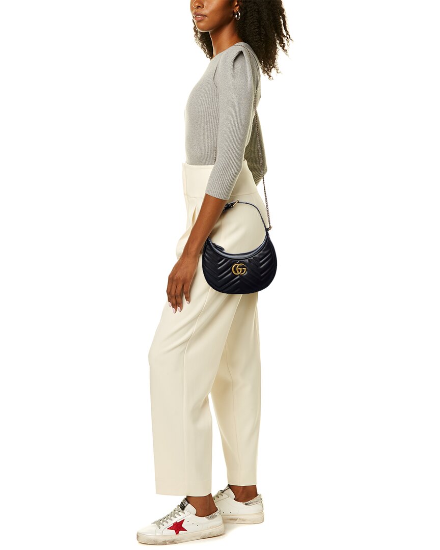 Gucci Gg Marmont Half Moon Shaped Mini Leather Crossbody