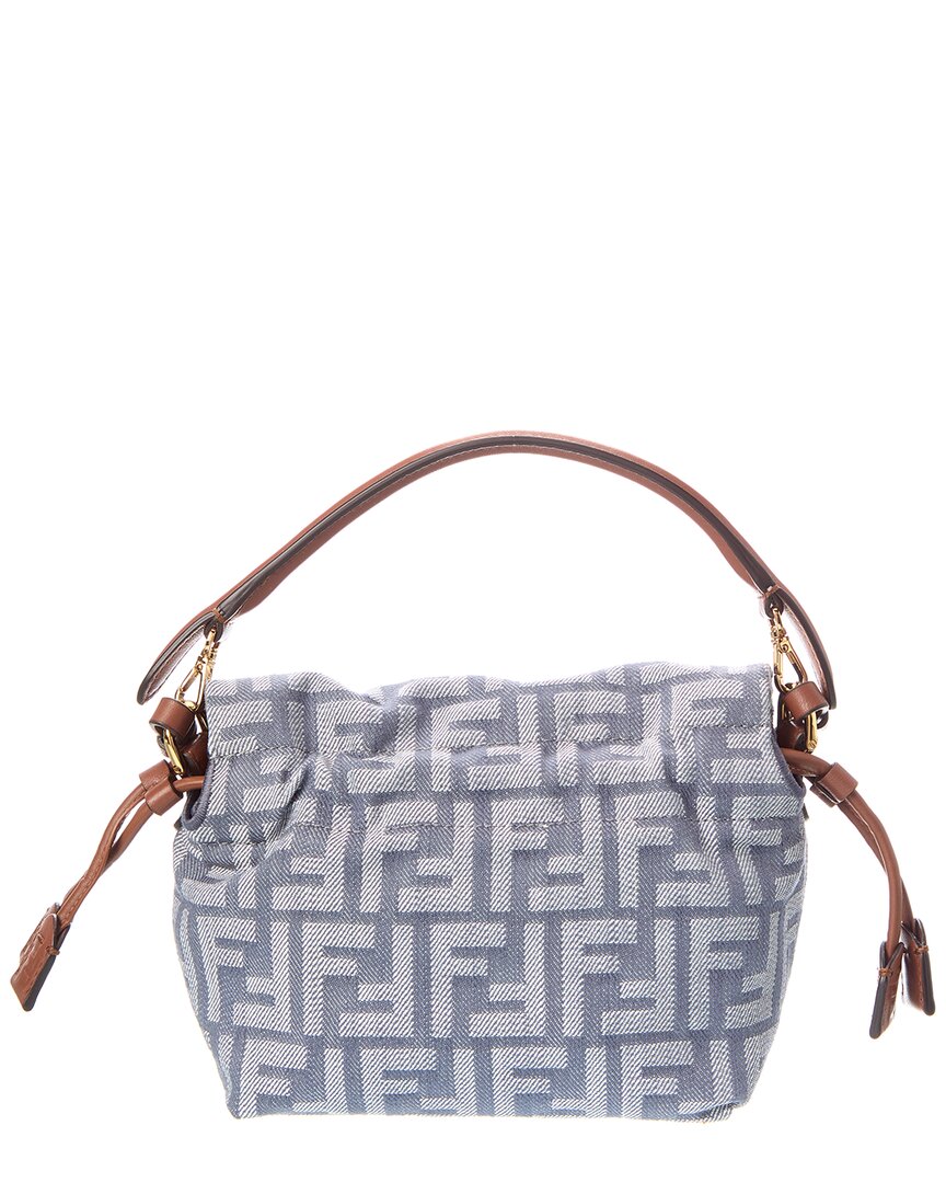 Fendi Mamma Baguette Small Ff Denim & Leather Shoulder Bag
