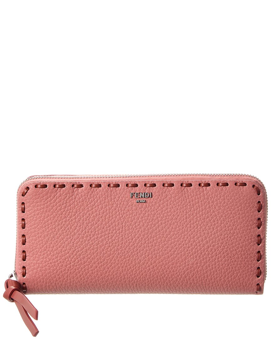 Fendi Zipper Around Peekaboo Large Leather Wallet
