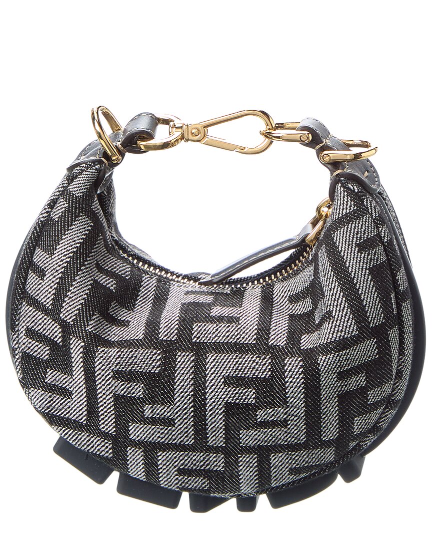 Fendi Fendigraphy Nano Ff Denim & Leather Bag Charm