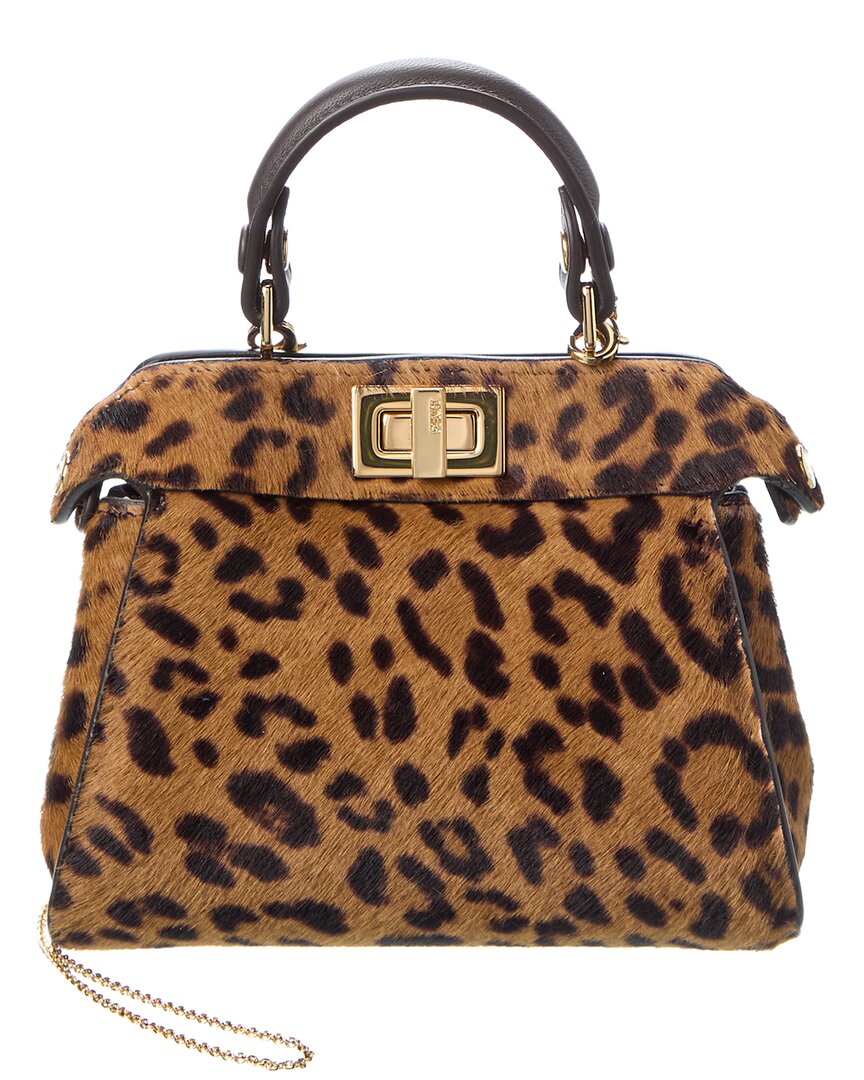 Fendi Nano Peekaboo Haircalf & Leather Clutch