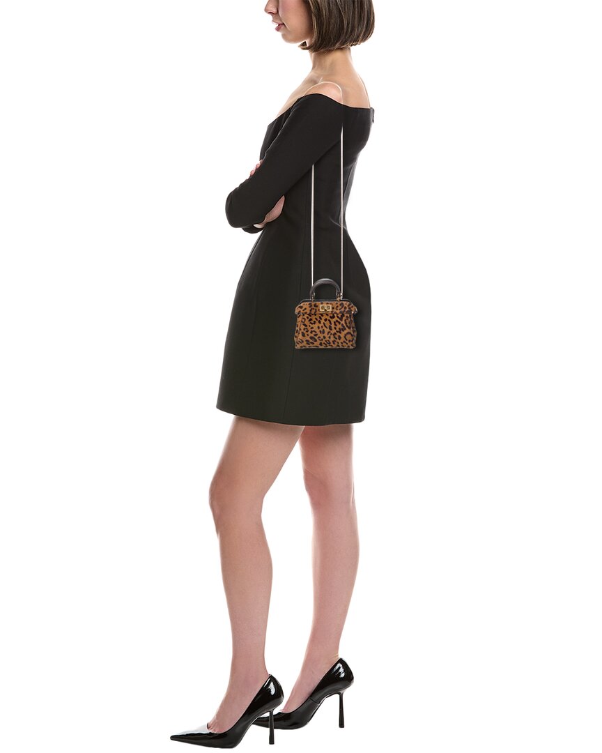 Fendi Nano Peekaboo Haircalf & Leather Clutch