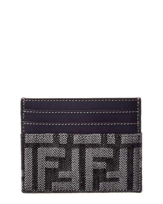 Fendi Baguette Ff Denim & Leather Card Holder