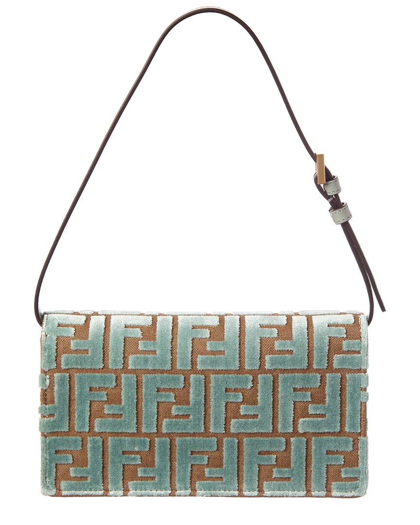 Fendi Baguette Ff Velvet & Leather Wallet On Chain