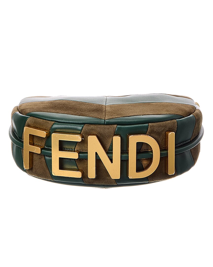 Fendi Fendigraphy Mini Leather & Suede Hobo Bag