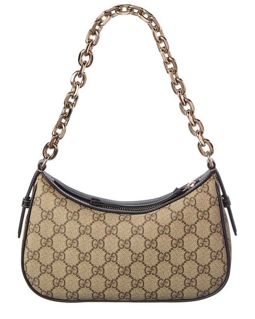 Gucci Gg Emblem Small Gg Supreme Canvas & Leather Shoulder Bag