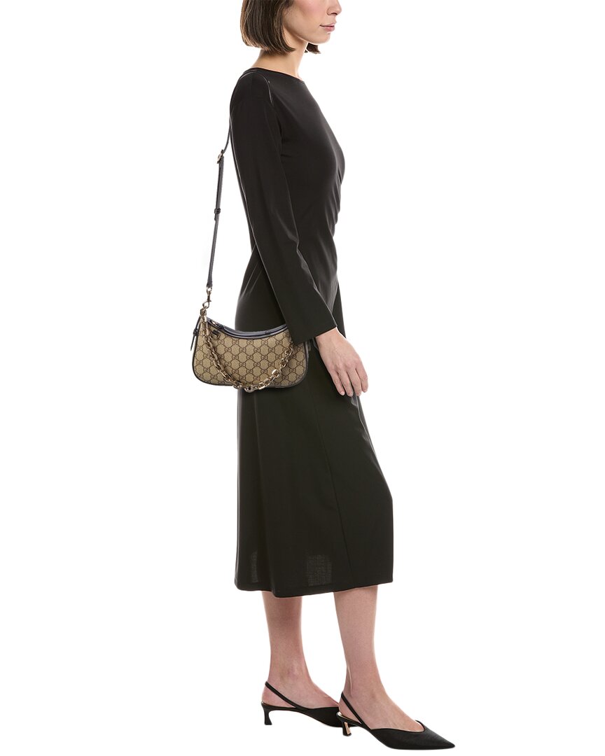 Gucci Gg Emblem Small Gg Supreme Canvas & Leather Shoulder Bag