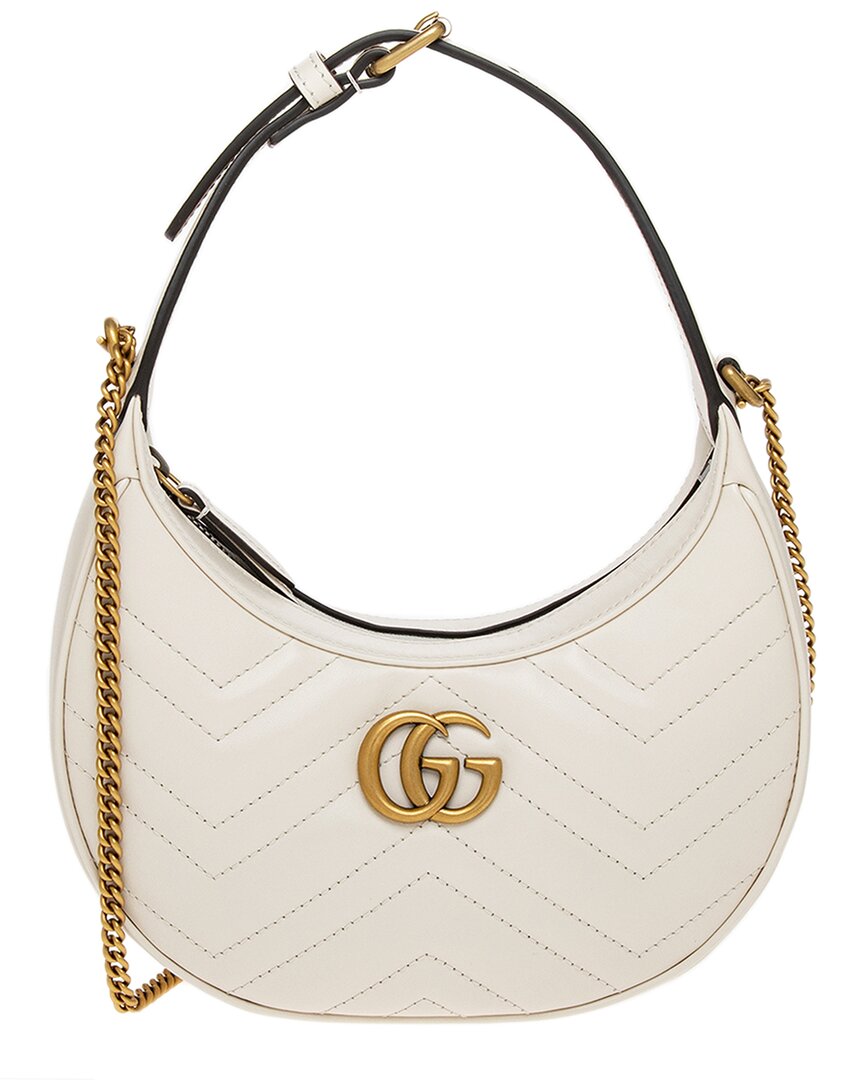 Gucci Gg Marmont Half Moon Shaped Mini Leather Hobo Bag