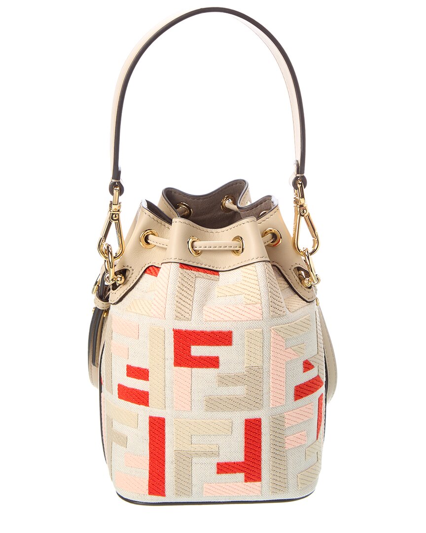 Fendi Mon Tresor Mini Canvas & Leather Bucket Bag