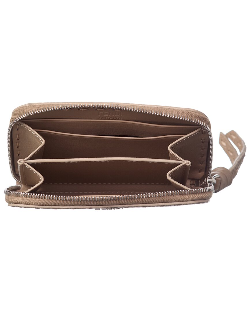 Fendi Zip Around Peekaboo Mini Leather Wallet