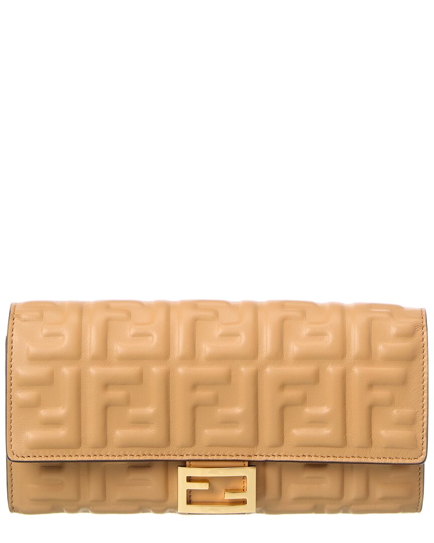 Fendi Ff Embossed Leather Continental Wallet