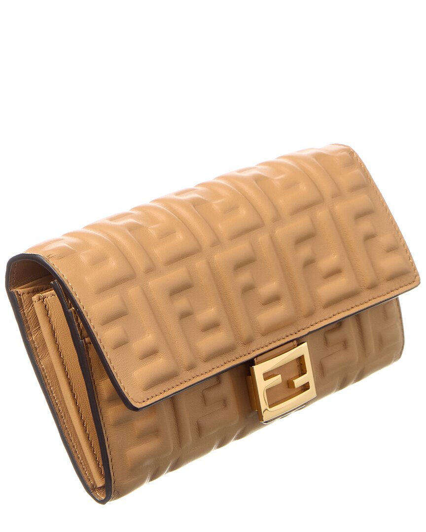 Fendi Ff Embossed Leather Continental Wallet