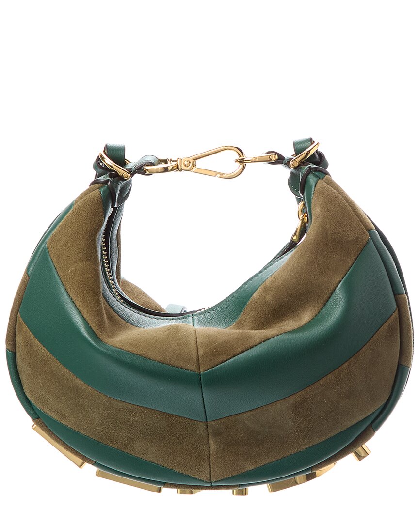 Fendi Fendigraphy Mini Leather & Suede Hobo Bag