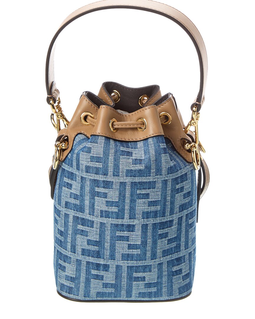 Fendi Mon Tresor Mini Ff Denim & Leather Bucket Bag