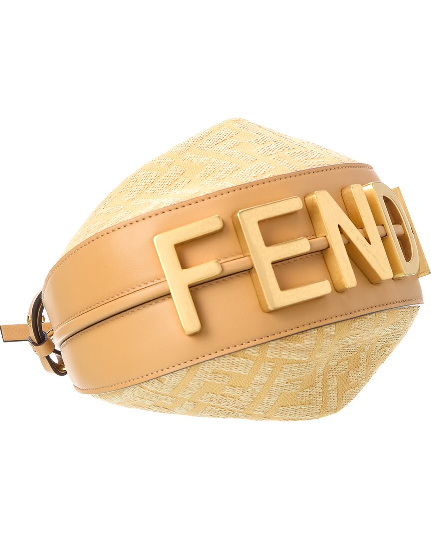 Fendigraphy Mini Ff Raffia & Leather Hobo Bag