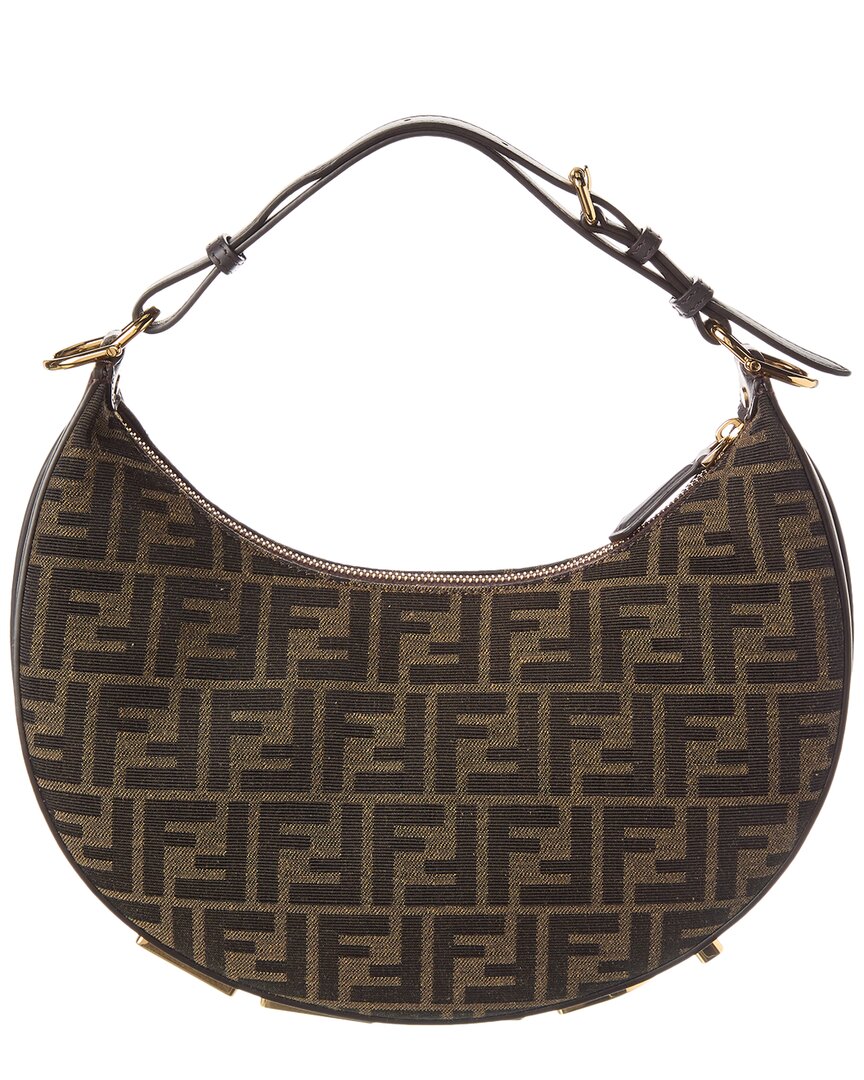 Fendi Fendigraphy Small Ff Jacquard & Leather Hobo Bag, Brown
