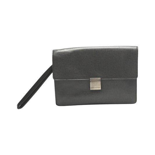 LOUIS VUITTON Clutch bag Taiga black Clutch bag Taiga Selenga mens