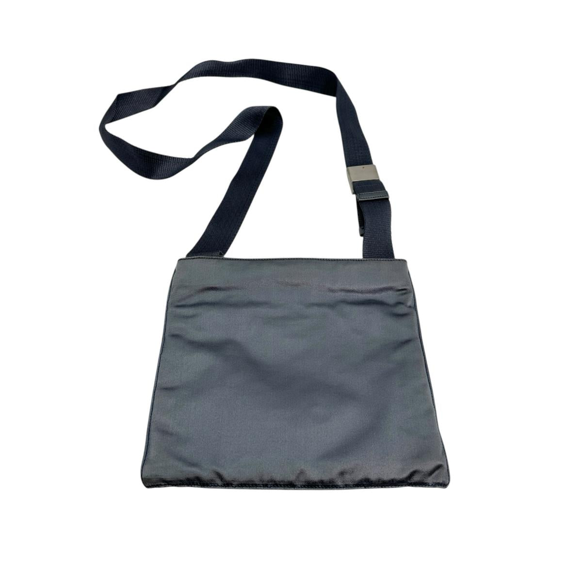 PRADA Shoulder Bag Satin Light Gray Pochette Triangle logo Silk satin Women