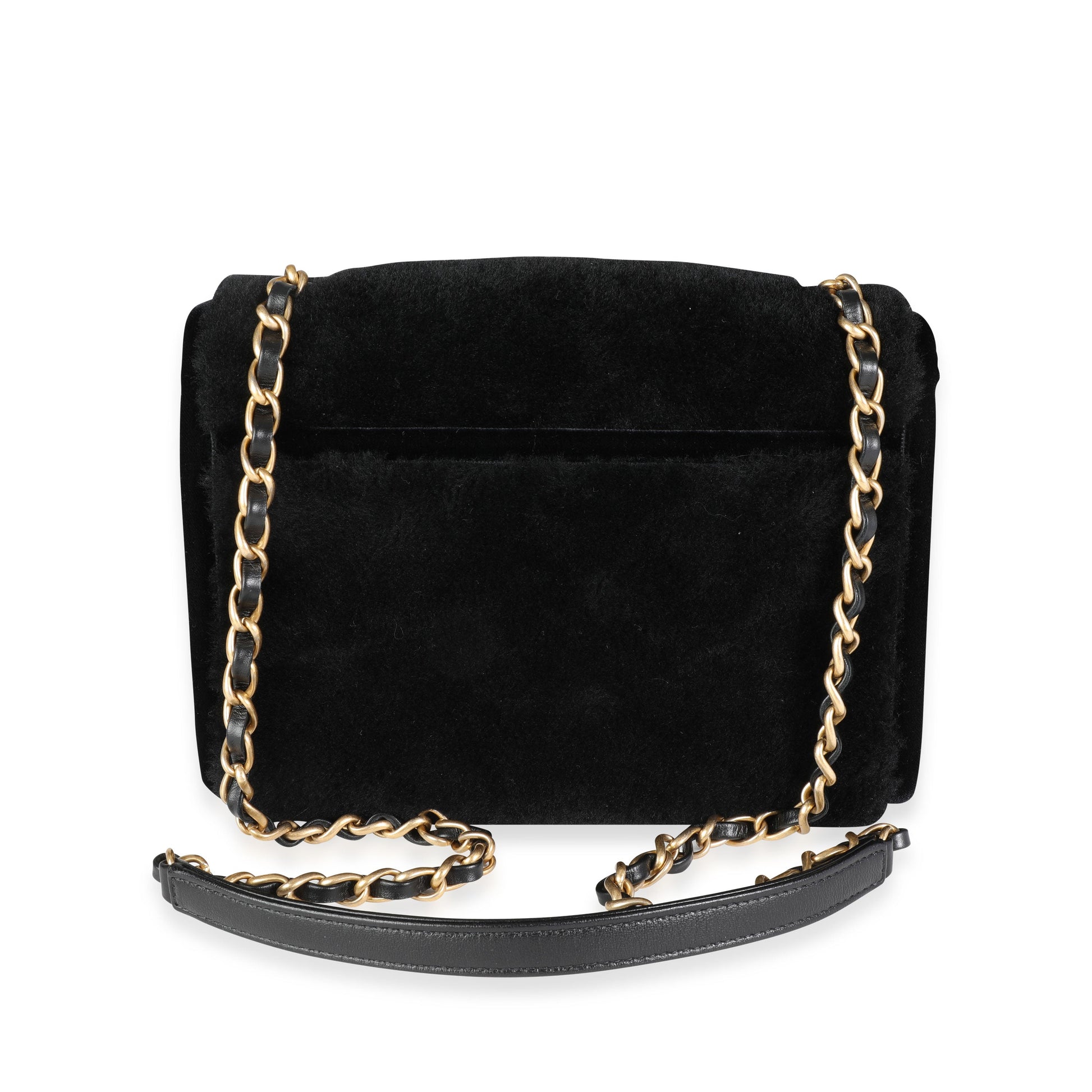 CHANEL Black & White Shearling Small Single Flap Bag
