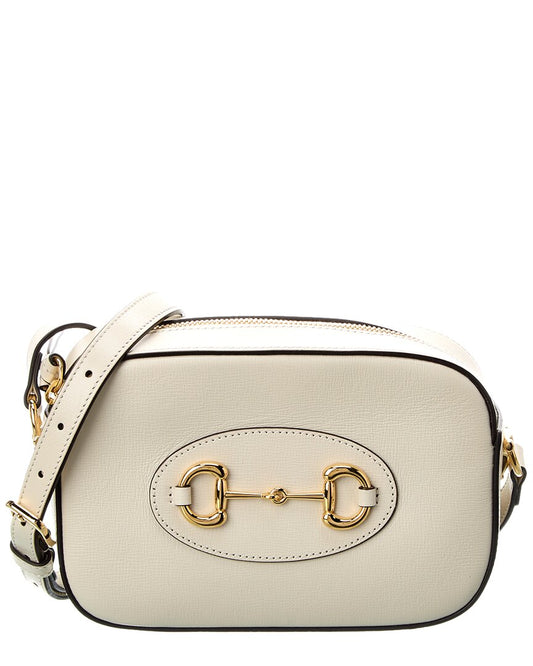 Gucci Horsebit 1955 Small Leather Shoulder Bag, White