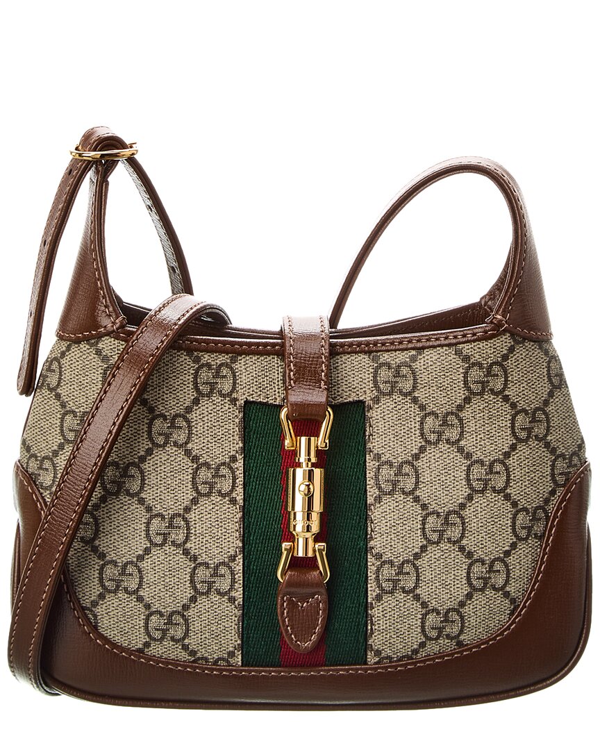 Gucci Jackie 1961 Mini Gg Supreme Canvas & Leather Shoulder Bag, Brown