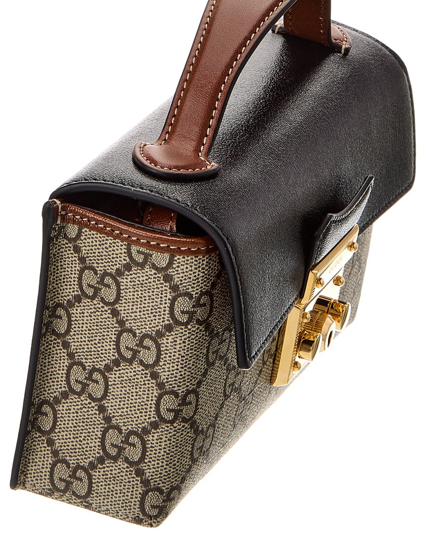 Gucci Mini Padlock Gg Supreme Canvas & Leather Shoulder Bag
