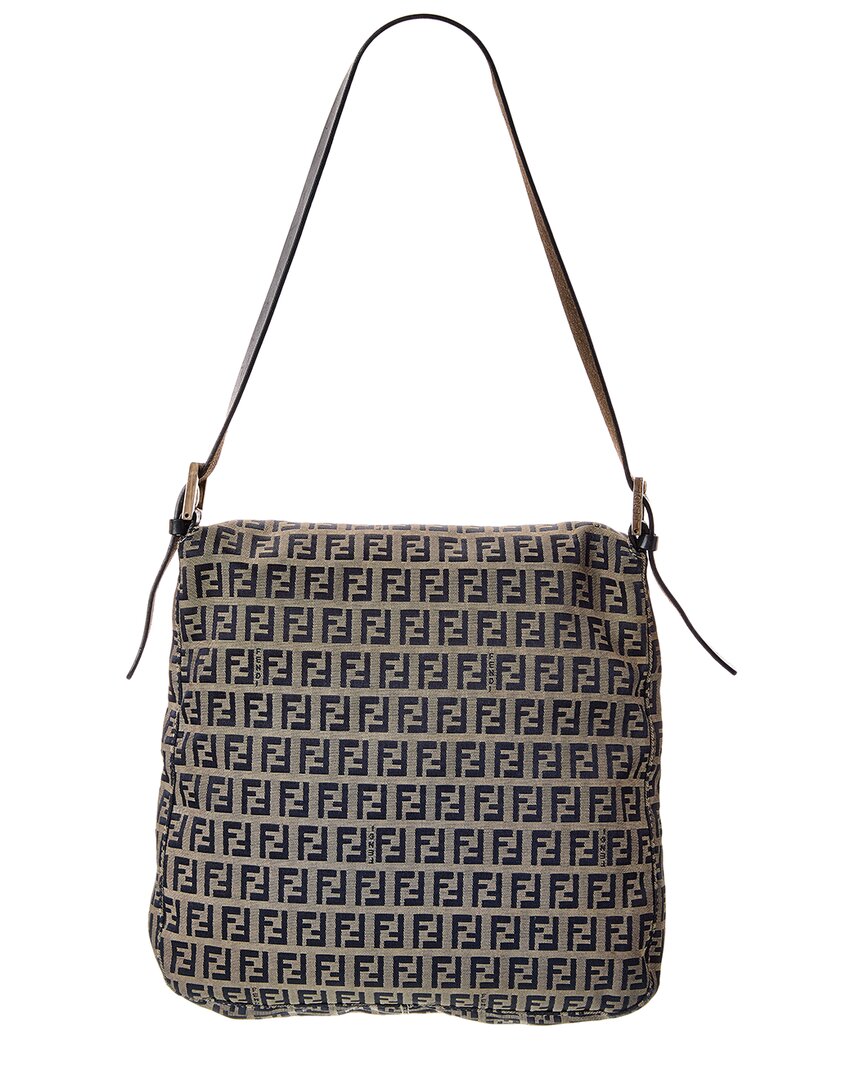 Fendi Blue Zucca-Print Canvas Mamma Baguette ( )