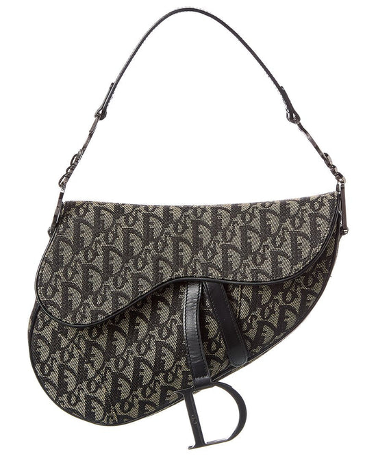 Dior Black Canvas Oblique Saddle Bag ( )