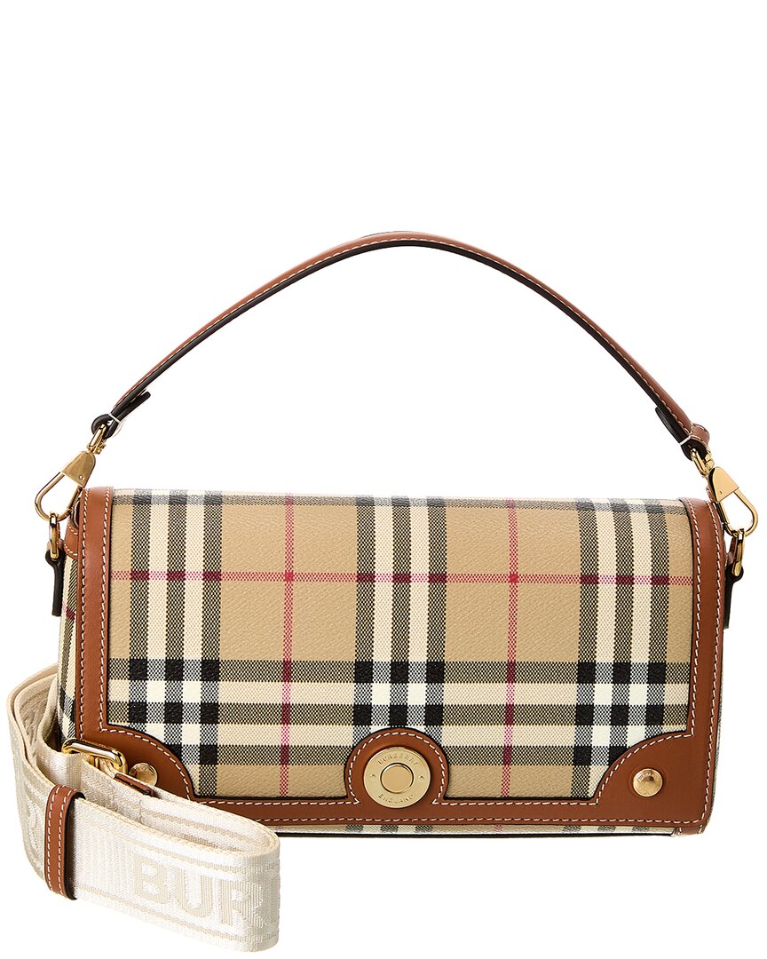 Burberry Check E-Canvas & Leather Shoulder Bag
