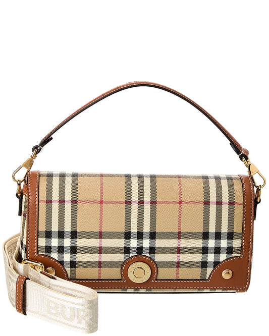 Burberry Check E-Canvas & Leather Shoulder Bag