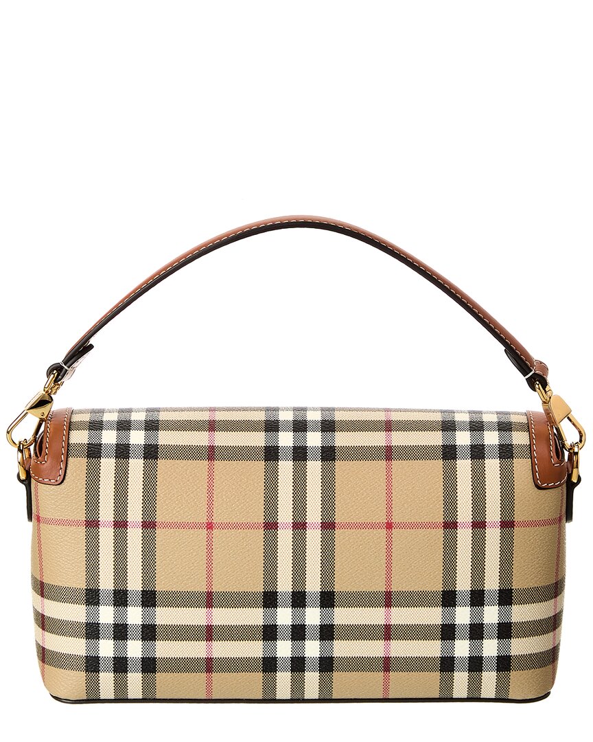 Burberry Check E-Canvas & Leather Shoulder Bag
