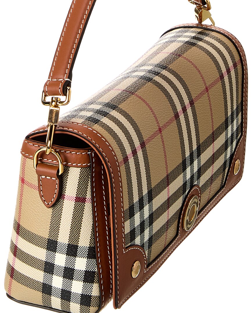 Burberry Check E-Canvas & Leather Shoulder Bag