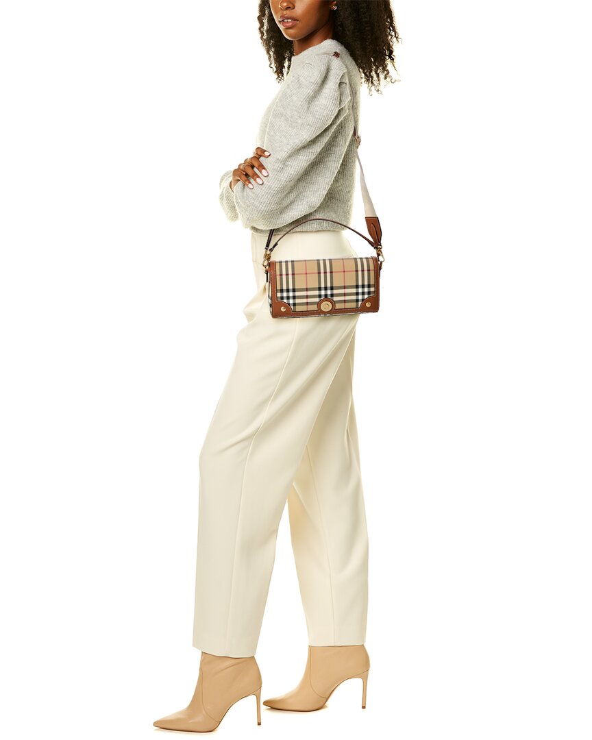 Burberry Check E-Canvas & Leather Shoulder Bag