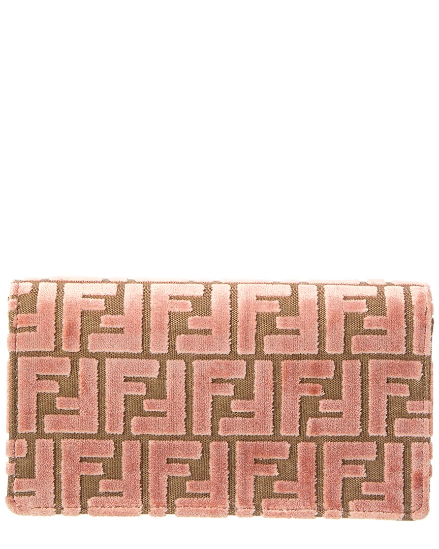Fendi Baguette Ff Velvet & Leather Wallet On Chain