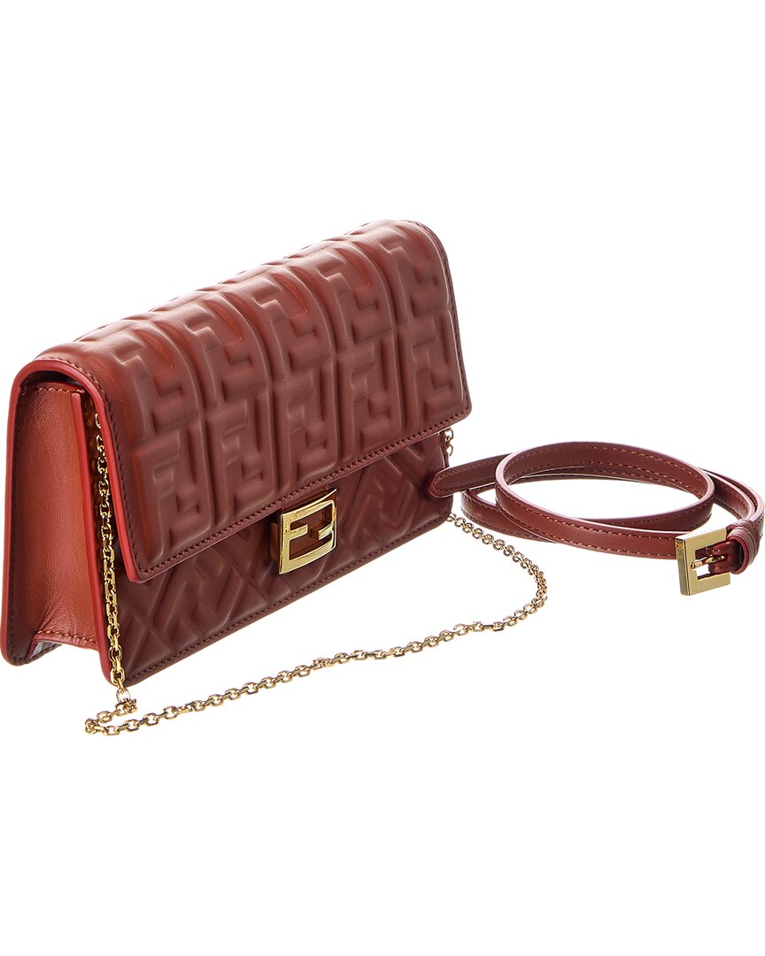 Fendi Baguette Ff Leather Wallet On Chain