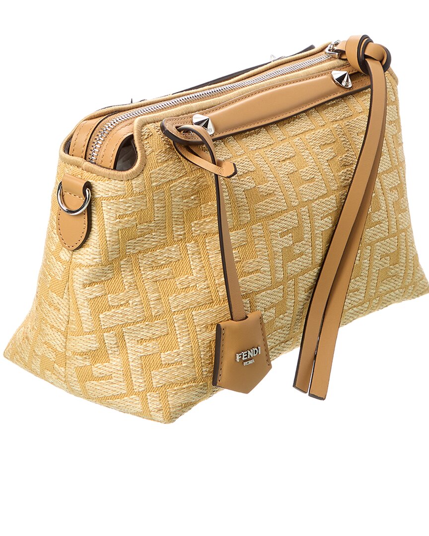 Fendi By The Way Soft Medium Ff Raffia & Leather Shoulder Bag