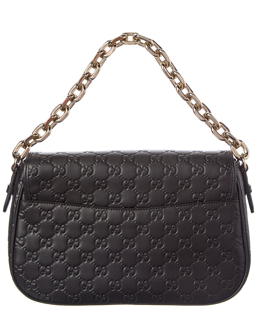 Gucci Gg Emblem Medium Gg Leather Shoulder Bag