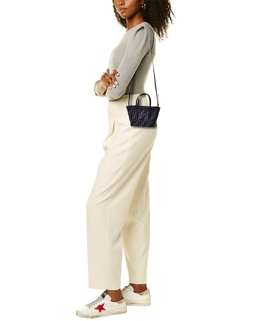 Fendi Roll Mini Ff Canvas & Leather Tote