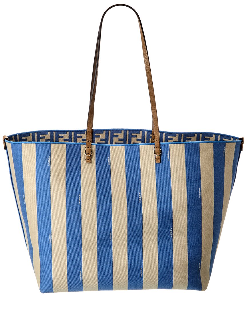 Fendi Roll Large Reversible Leather-Trim Tote