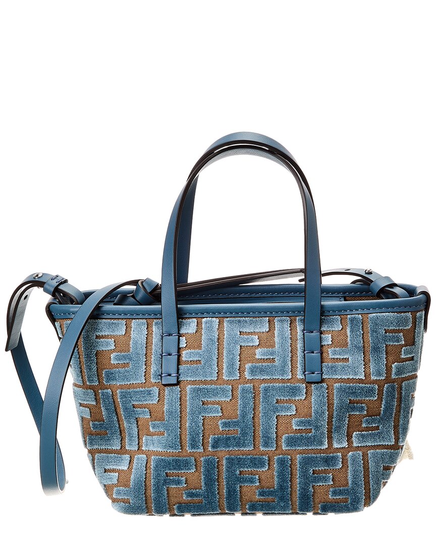 Fendi Roll Mini Ff Jacquard Velvet & Leather Tote