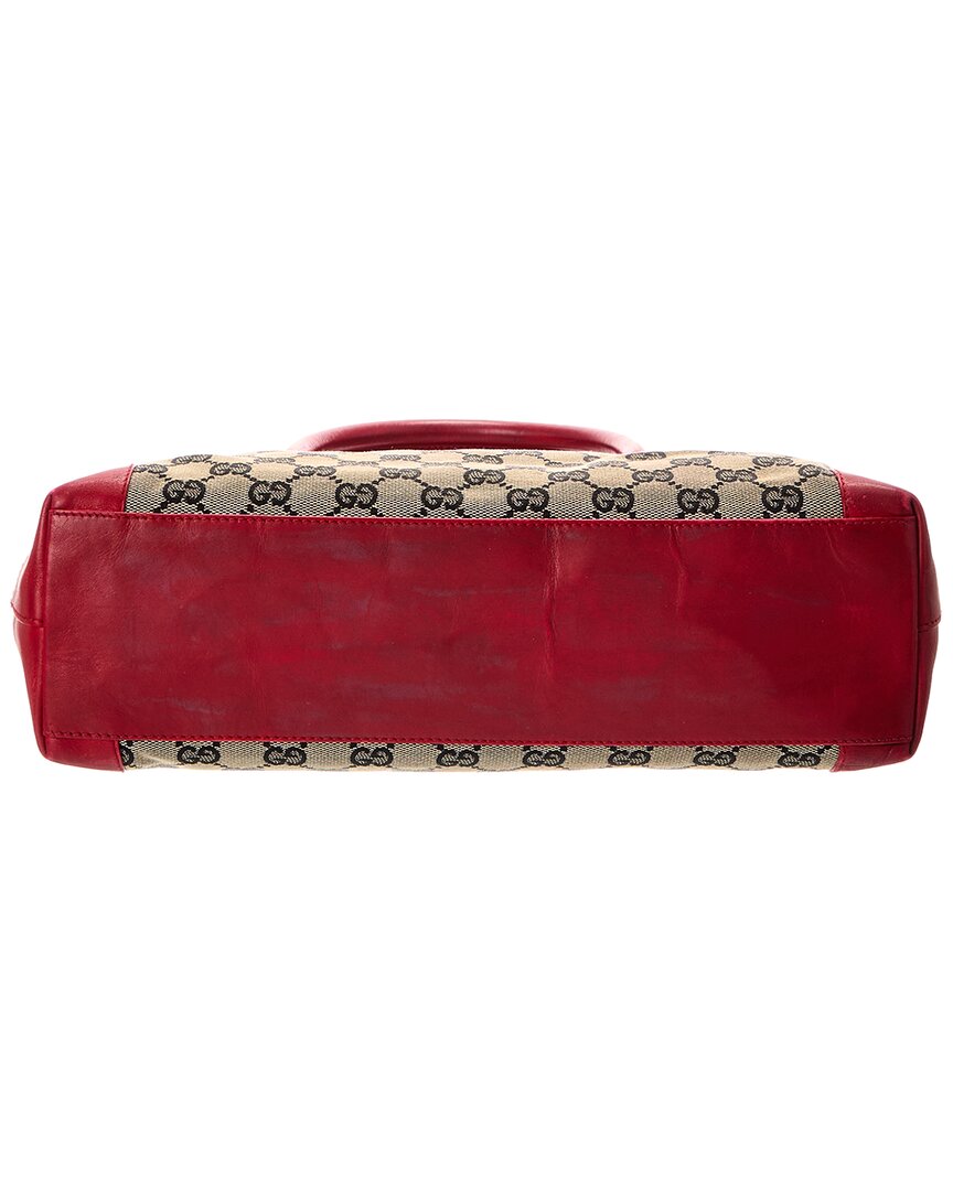 Gucci Navy Gg Canvas & Red Leather Campus Tote ( )