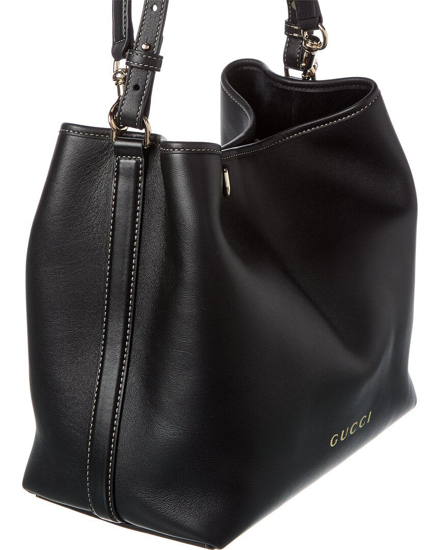 Gucci Gg Emblem Small Leather Tote