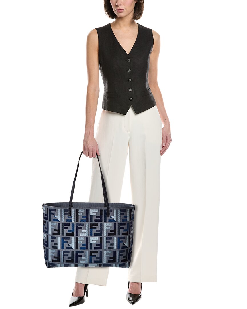 Fendi Roll Large Ff Canvas & Leather Tote